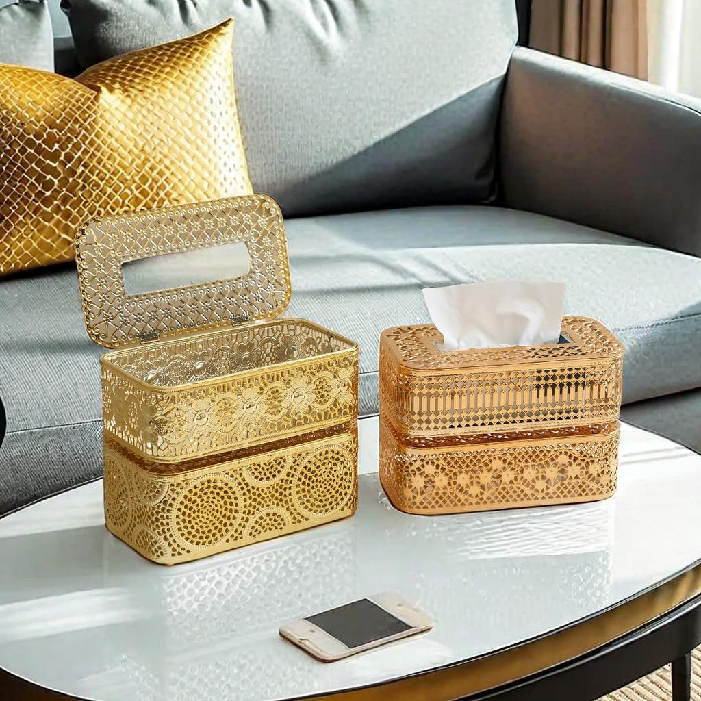 Stylish Nordic Iron Tissue Box, Decorative Napkin Holder for Living Room, Bedroom Coffee Table Home Decor