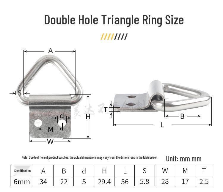 304 Stainless Steel Triangle, D-Ring, and Square Ring Buckle Hook for Truck Trailer Straps