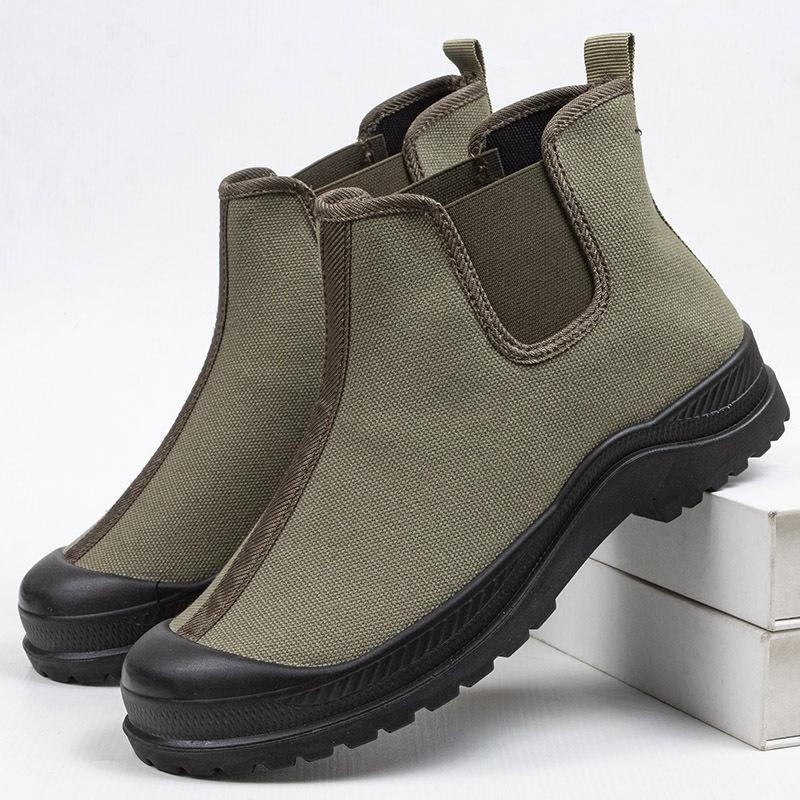 Stivali di sicurezza impermeabili con plateau per uomo casual traspiranti pull-on tela lavoro sicurezza stivaletti alla caviglia leggeri botas para ho