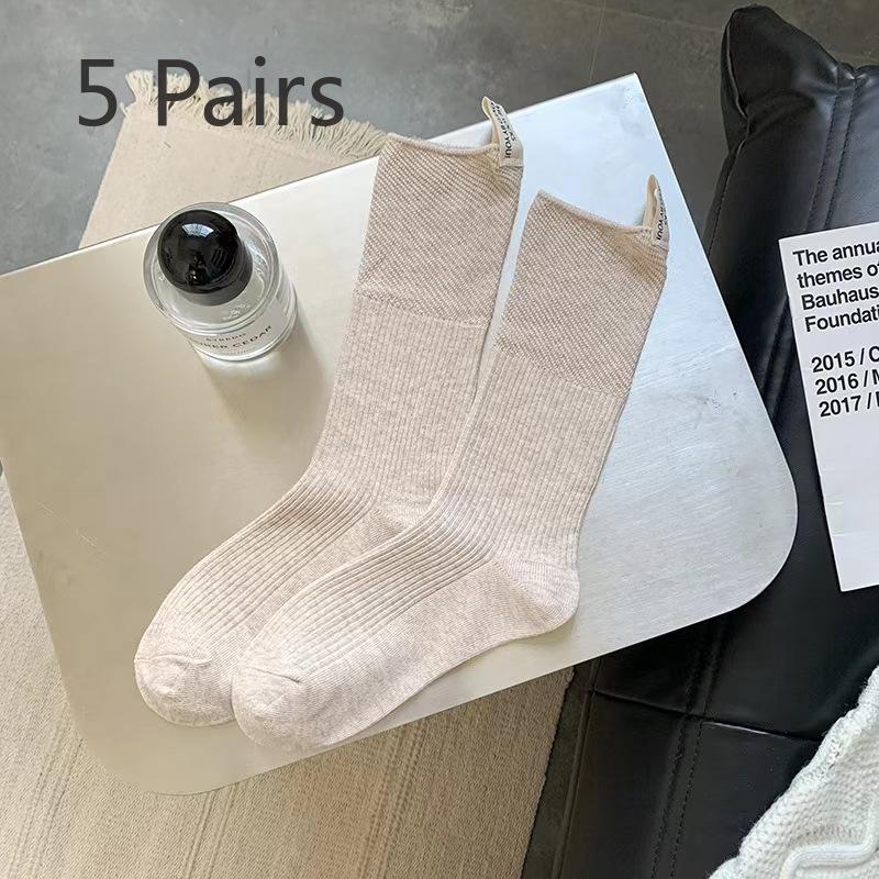 

5 Pairs of Female Cotton Love Cloth Logo Letter Pile Socks 5 Pairs молоко, білий колір