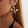 IngeSight.Z Vintage Elegant Flower Stud Earrings Women’s Fashion Metal Petal Piercing Earrings Wedding Banquet Jewelry Accessory