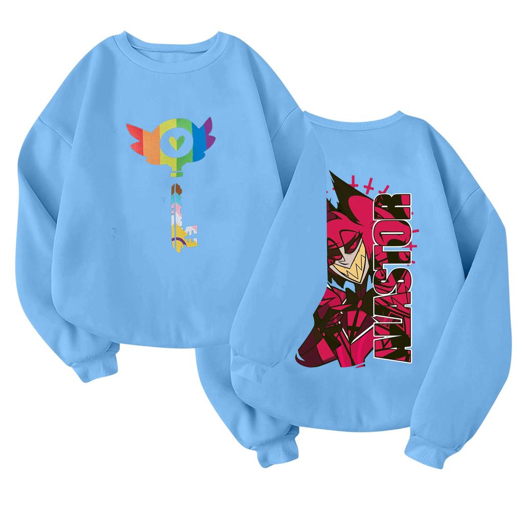 Children's Fashionable Lightweight Long-sleeved Round Neck Pullover With Pockets Printed Pullover