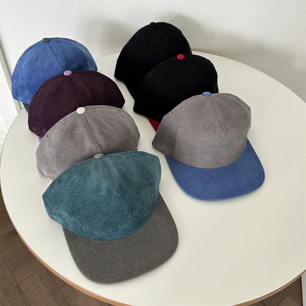 Color Matching Flat-brim Cap Keep Warm Autumn Winter Hat Retro Baseball Cap  Men Women