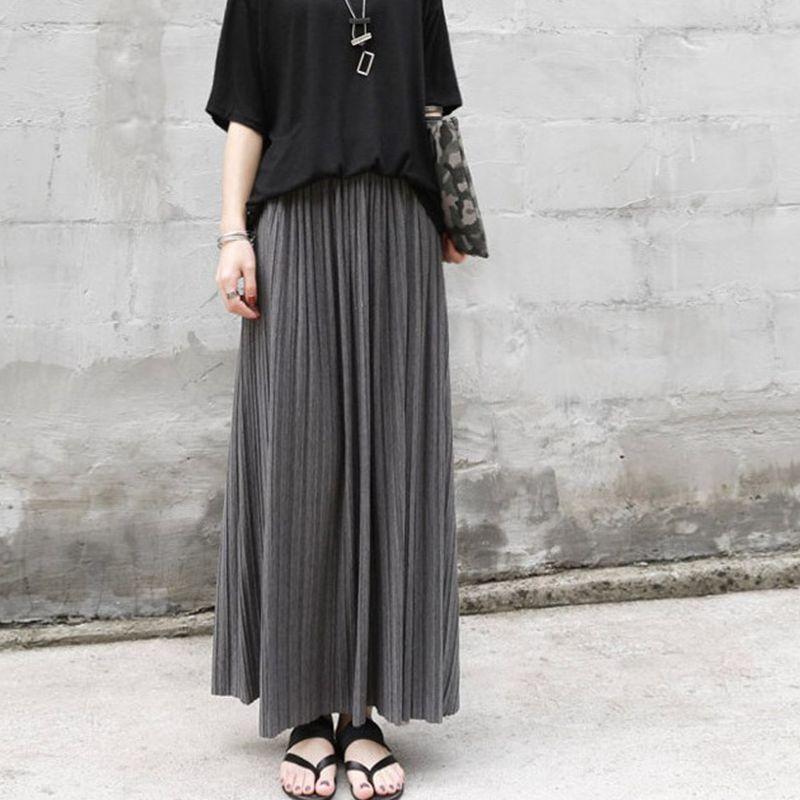 Summer Women's Casual Fashion Plus Size Loose Retro High-waisted Mid-length Skirt Female Pleated Skirt