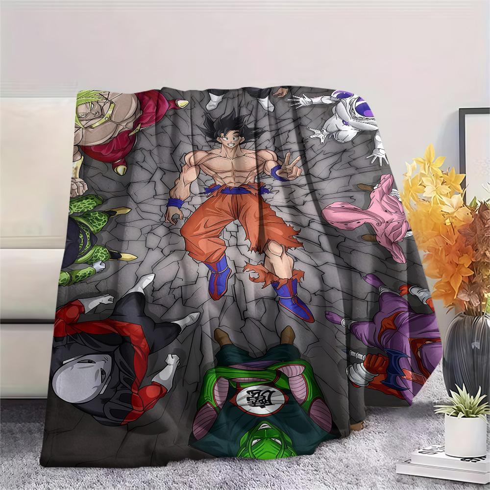 1PC Son Goku Patterned Flannel Blanket Suitable For All Seasons For Home Decor Warmth And Comfort Gifts Holiday Present