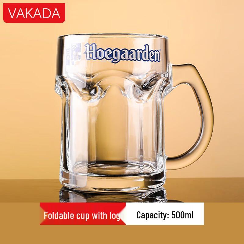 VAKADA Large Glass Beer Mug with Handle