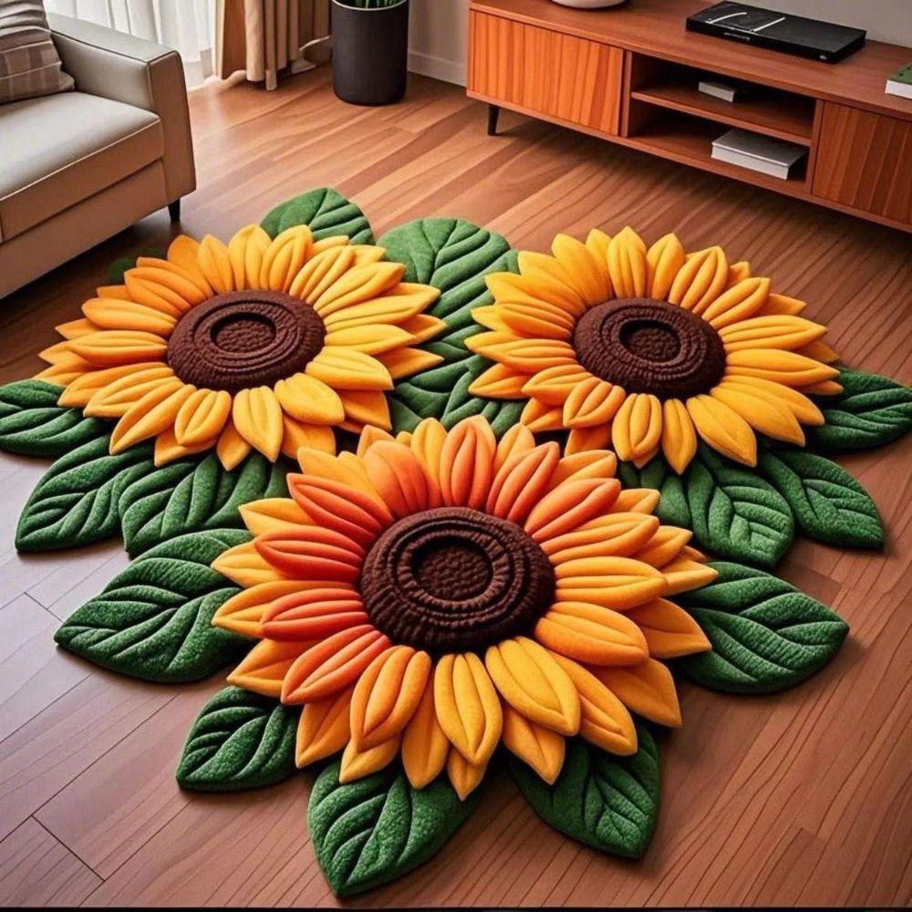 Soft Sunflower Mat Special-shaped Bathroom Floor Mat  for Living Room Tea Table Bedside