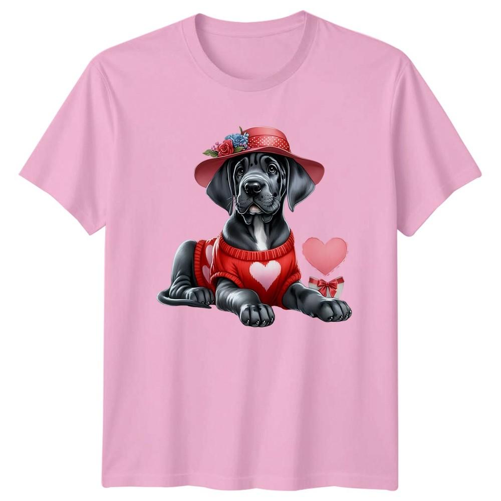 Puppy In Hat Hearts Valentines Day Unisexs TShirt Unisexs Tee Graphic Top