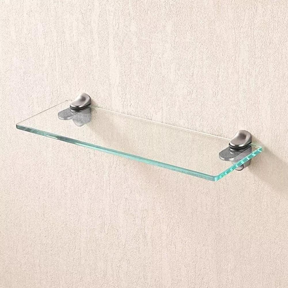 2PCS Glass Shelf Support Glass Clamp Adjustable Glass Shelf Bracket Bathroom Wall Mounted Fixed Layer Board Support Holder