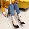 Versatile Fashion One-word Buckle Single Shoes 2025 New Spring and Autumn High Heels Women's Pointed Head Black Thin Heel Professional OL Women's Tide