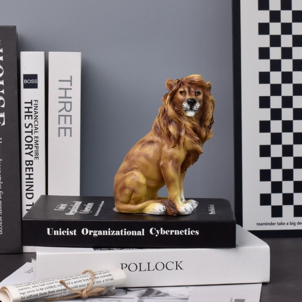 Retro Animal Ornament Luxury Miniatures Figurine Sculpture Crafts Lion Statue  Entrance