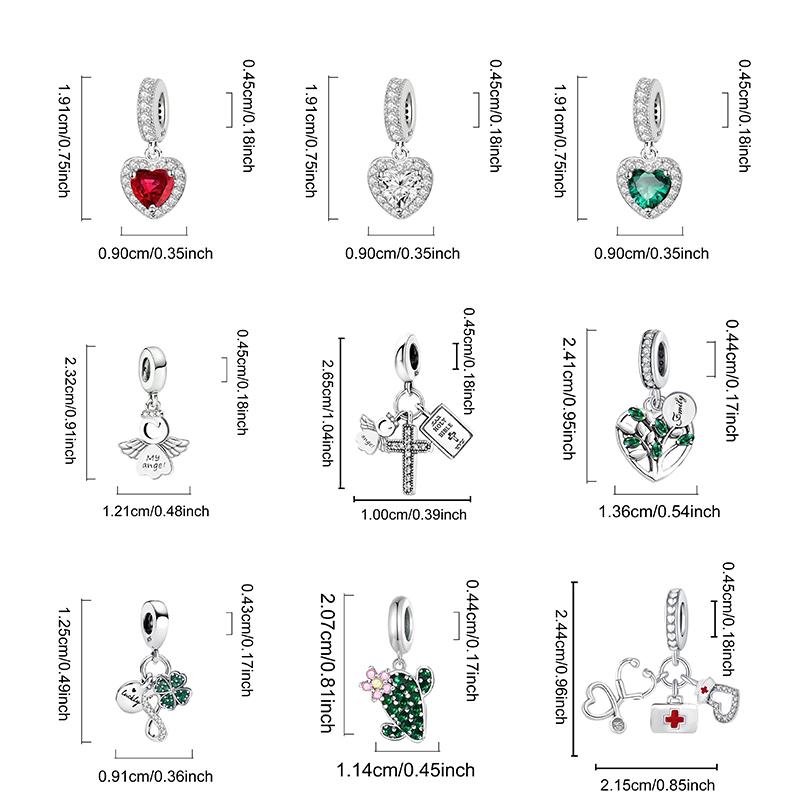 Fit Pan Original Bracelets Love Heart Flower Four Leaf Clover Turtle Copper Charms Beads Diy Birthday Jewelry Gift