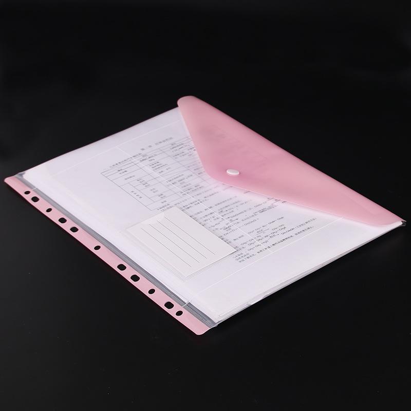 Transparent 11-Hole A4 Binder Pockets with Snap Button - Colored Document and Exam Paper Storage