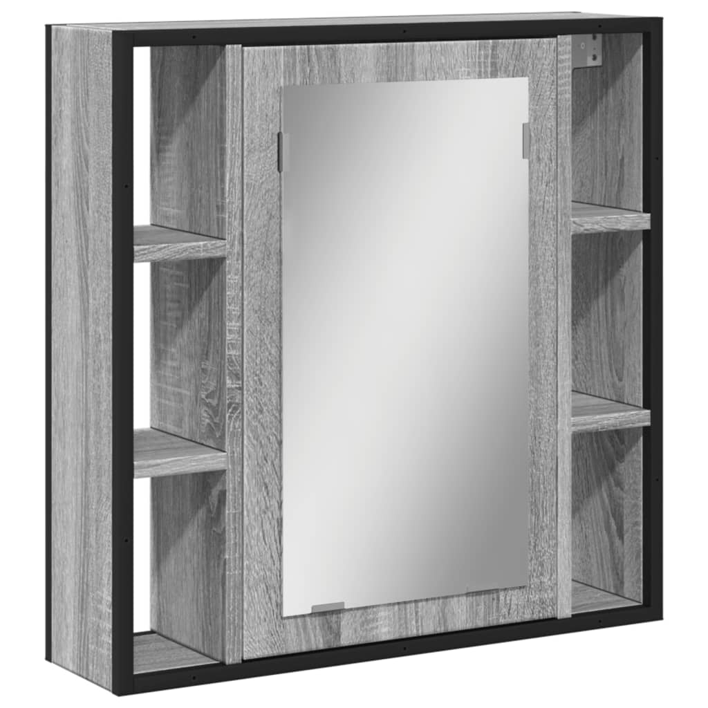 Badezimmer Wandspiegelschrank, Badezimmer Spiegel mit Stauraum hinter dem Spiegel, Badezimmer Wandspiegel, grau Sonoma 60x16x60 cm aus Holz