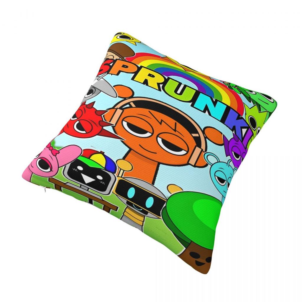 Federe per Cuscini Sprunki Merch Copricuscino Stampato Copricuscino da Lancio Decorazione per Divano Quadrato Multimisura