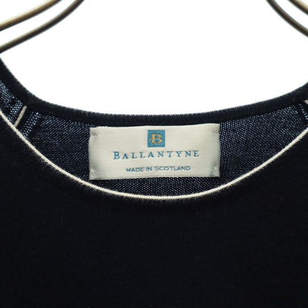 BALLANTYNE Made In the UK Short Sleeve Cotton Knit Cut Navy Women Used