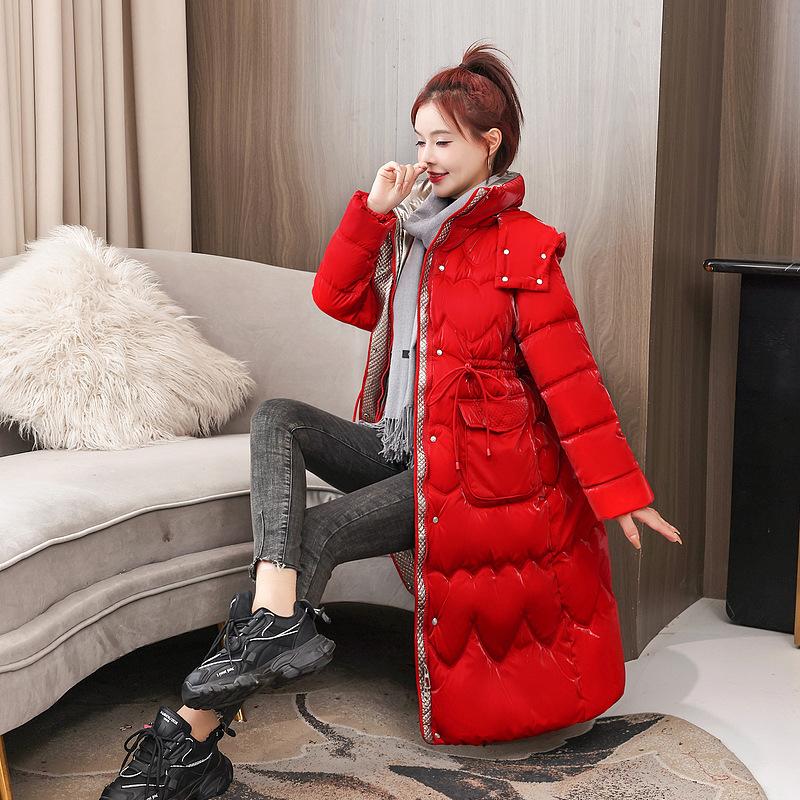 Glossy Quicksand Down Cotton Jacket Women's 2025 Winter New Slim Slimming Hooded Warm Cotton Jacket Padded Jacket