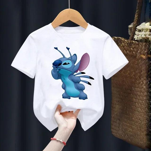 Disney Stitch Summer Graphic T-Shirt Hollow Series Short Sleeve T-Shirt