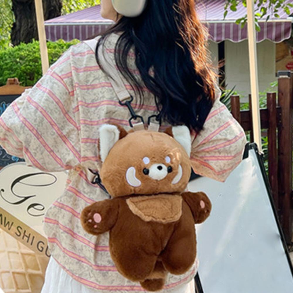 Shoulder Raccoon Plush Bag Large Capacity Sleepy Doll Bag Funny Little Panda Backpack Doll  Women