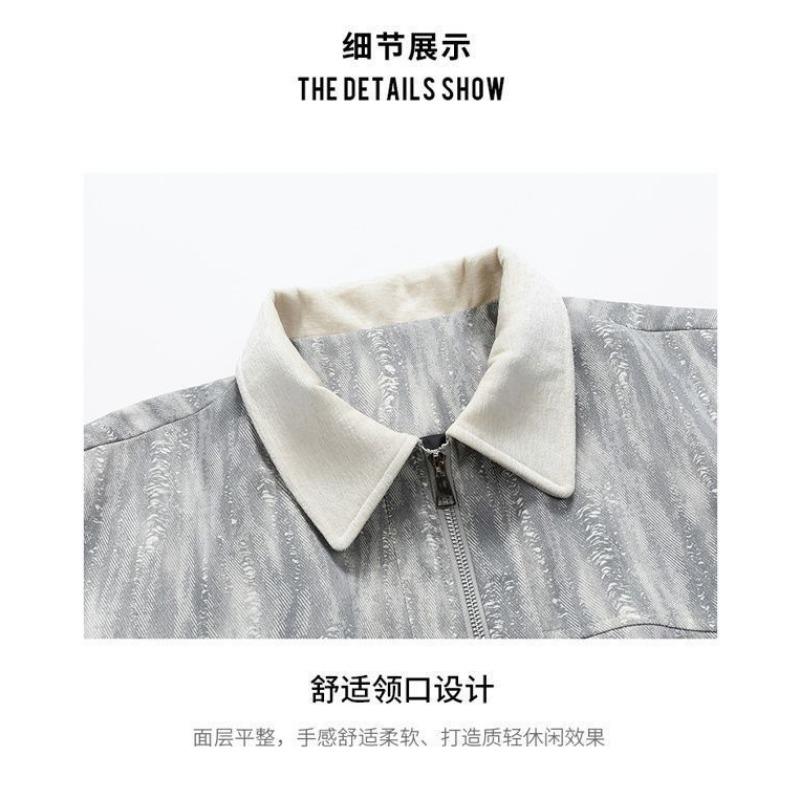 Spring and Autumn New Lapel Trendy Jacket Retro Loose Tie-Dye Casual Work