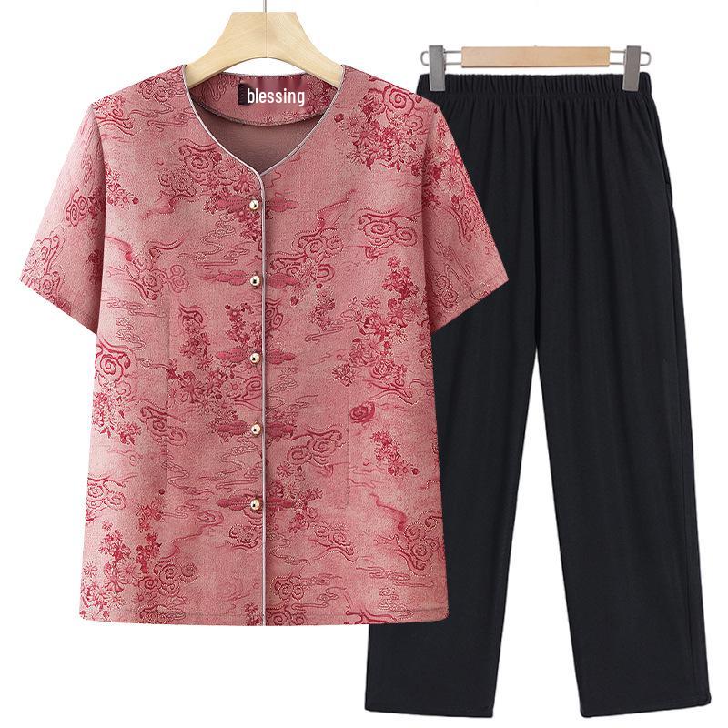2026 New Fashion Summer Cardigan Tops: Short-Sleeve Shirts for Middle-Aged & Elderly Women