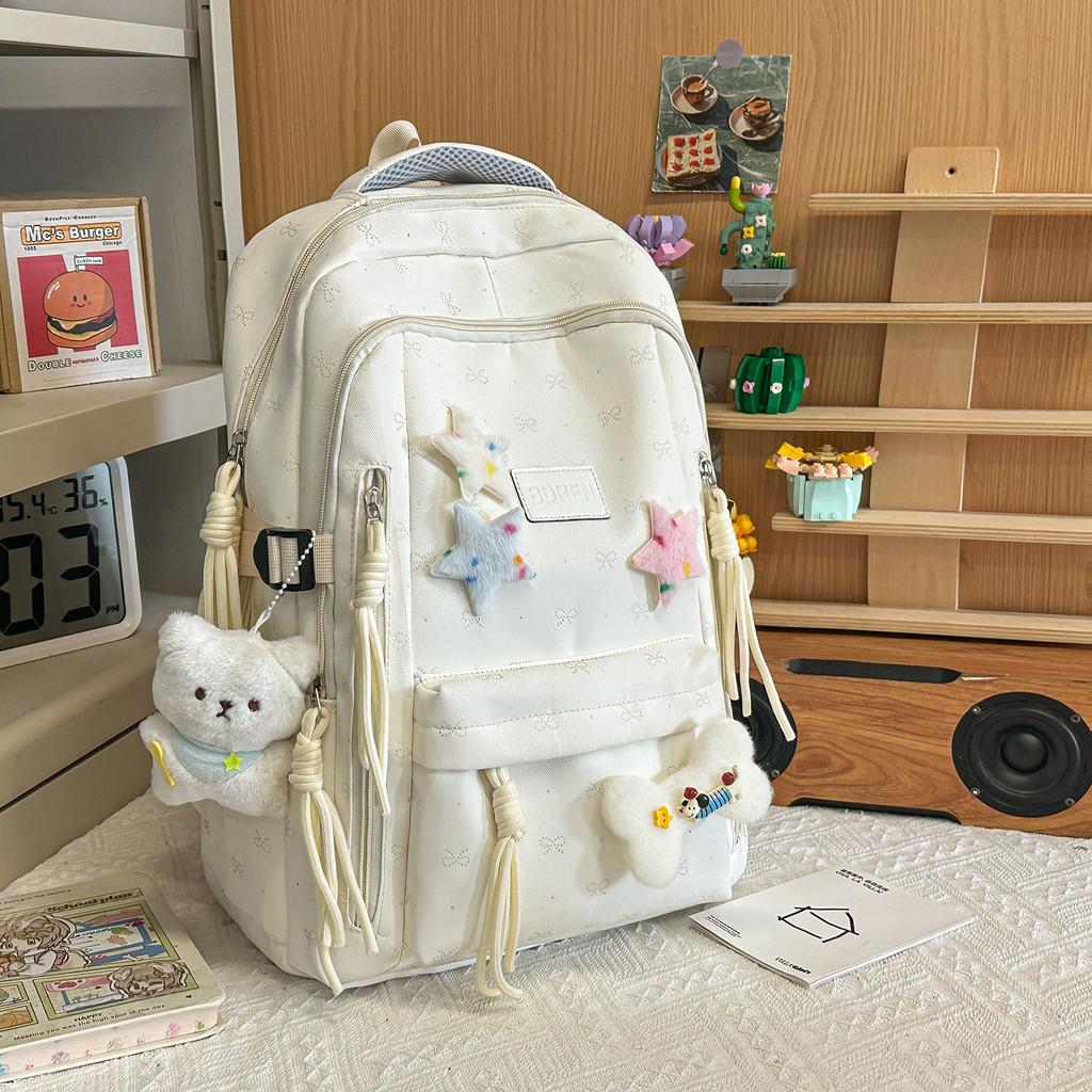 Schoolbag New College Style Backpack Lightweight Cute School Bag Bow Junior High School Female College Student Commuter Backpack