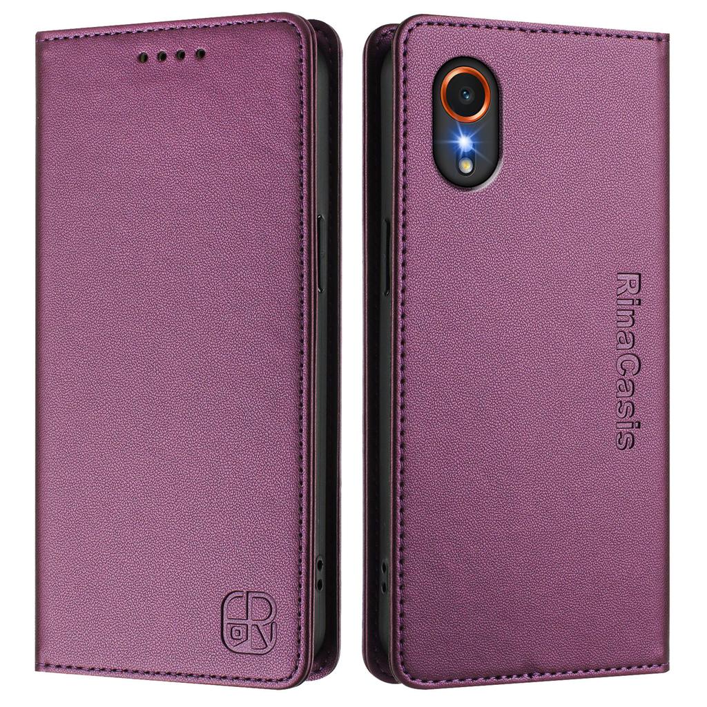 For Samsung Galaxy Xcover7 Leather Case RINACASIS RC01 Phone Cover with RFID Blocking Wallet Stand