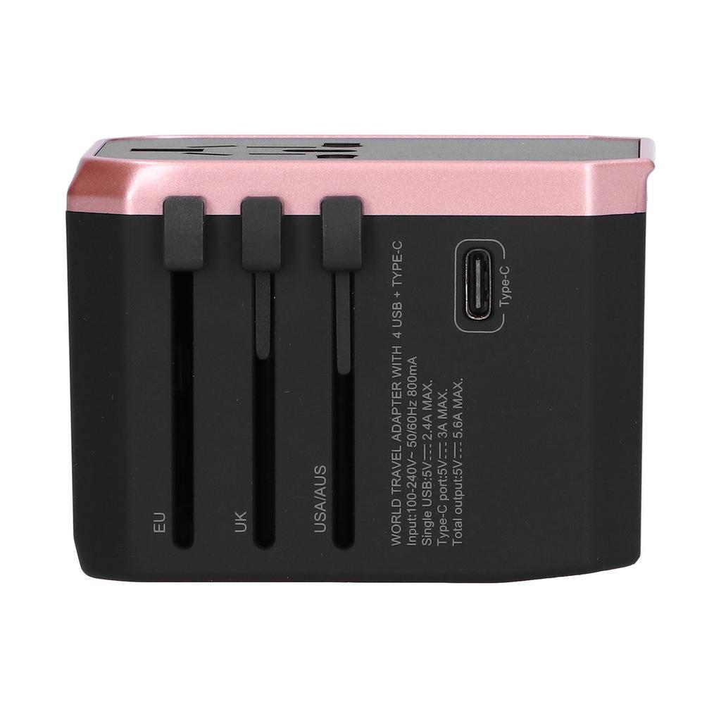 Mezinárodní cestovní adaptér s 4 USB porty a portem TypeC pro CN (Růžový )