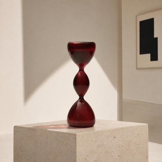 DYS 3-stufige bunte Glas-Sanduhr, Borosilikat-Ornament mit bernsteinfarbener weinroter Farbverlauf, gleichmäßiger Sandfluss, moderne minimalistische Dekoration für Zuhause