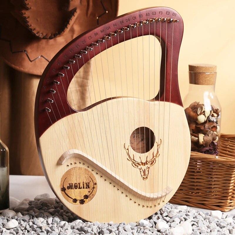 Lyre Harp 10/16/19/21/24 Strings Piano Harp Lyre Harp Mahogany Stringed Musical Instrument With Tuning Wrench Spare Strings