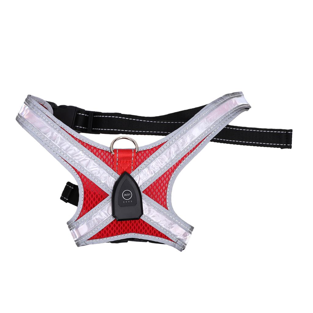 LED Illuminated Dog Harness Light Up Vest for Pet Dog Night Walking USB Rechargeable Adjustable Lightweight Red