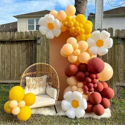 Daisy Balloon Wreath Arch Kit Vintage Coffee Latex Balloon Wedding Birthday Party Decoration