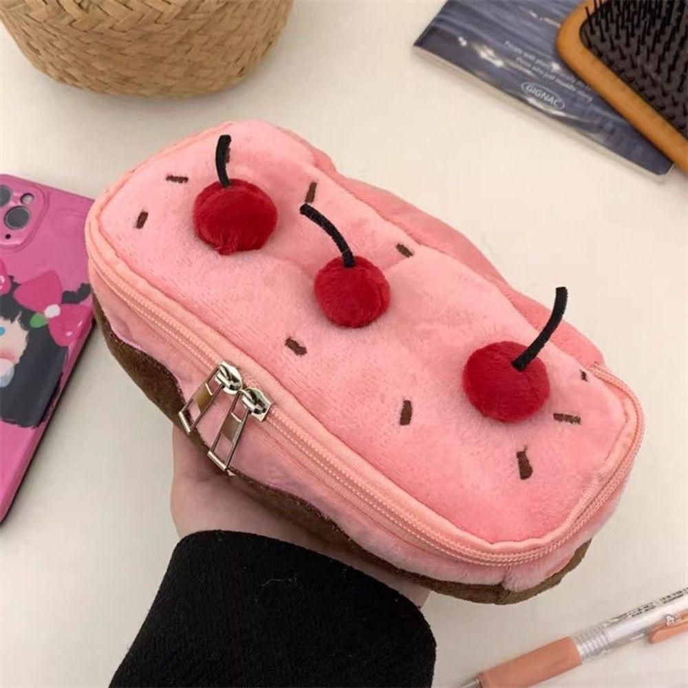 Cherry Cake Pen Bag Large Capacity Stationery Bag New Pen Pouch Students