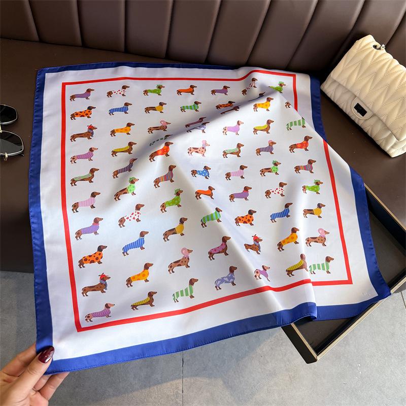 New puppy simulation silk printing silk scarf square scarf high-end shawl sunscreen neck professional scarf headscarf scarf