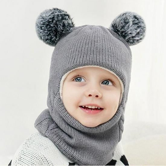 Children’s Fleece-Lined Knit Hat and Scarf with Ear Protection for Winter