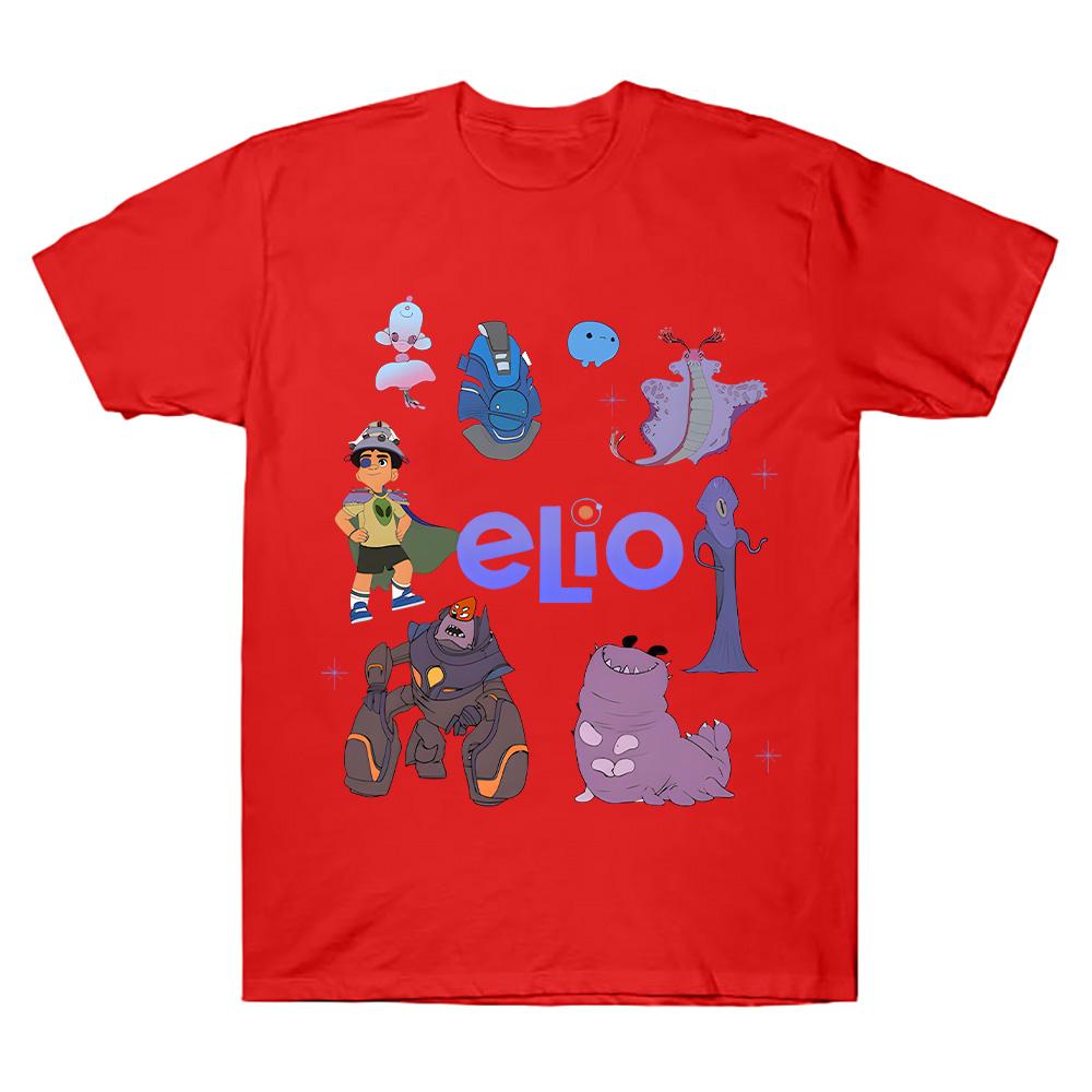 

Elio Characters Tshirt Adventure Anime Print Tees Women Men Cotton Top Casual Short Sleeves Summer Breathable Shirt XXL красный