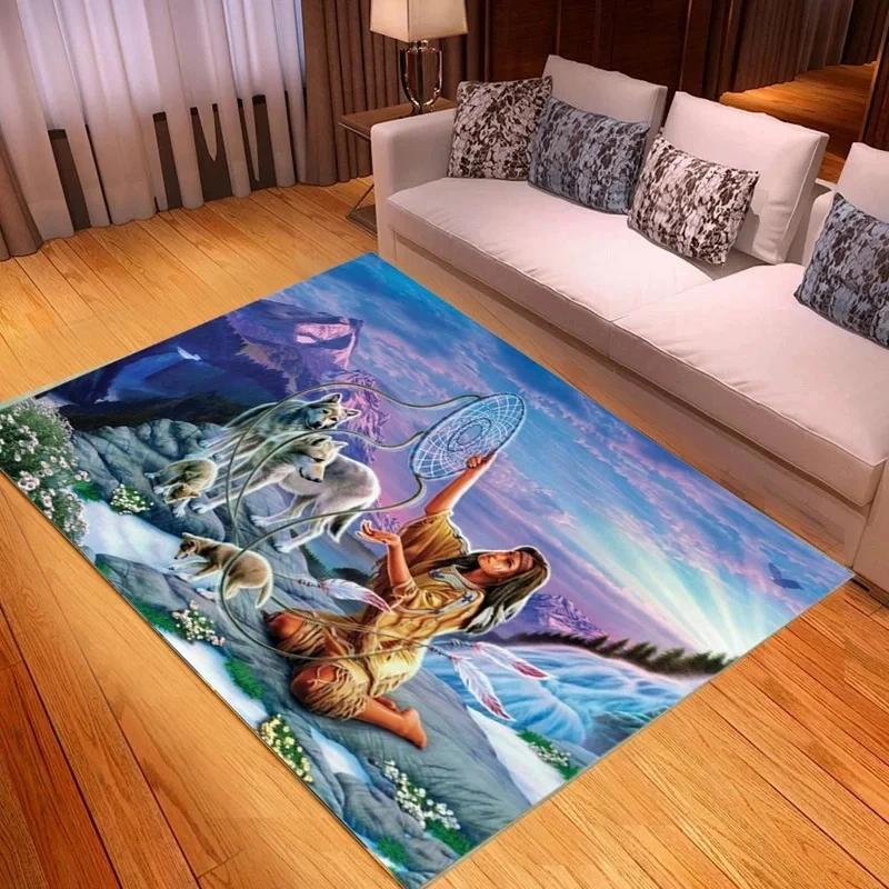 3D Wolf King Print Carpet Living Room Bedroom Cat Door Mat Porch Kitchen Bathroom Animal Room Decoration Carpet Crawling Mats