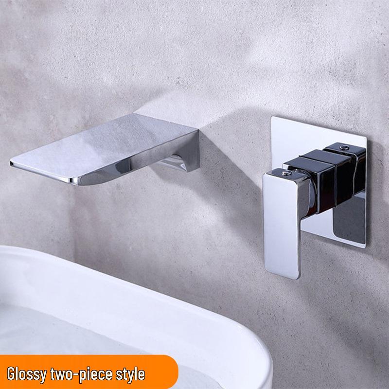 All-Copper Concealed Wall-Mounted Waterfall Basin Faucet (Hot & Cold)