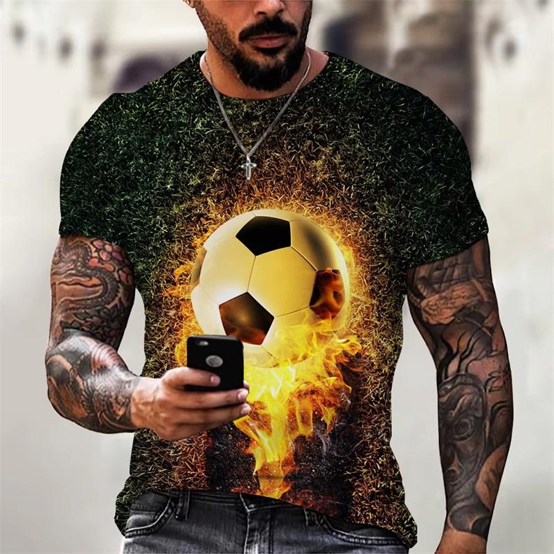 Men's Football Printed Short-sleeved Fashion Versatile Top Casual T-shirt Loose Comfortable T-Shirts Men’s