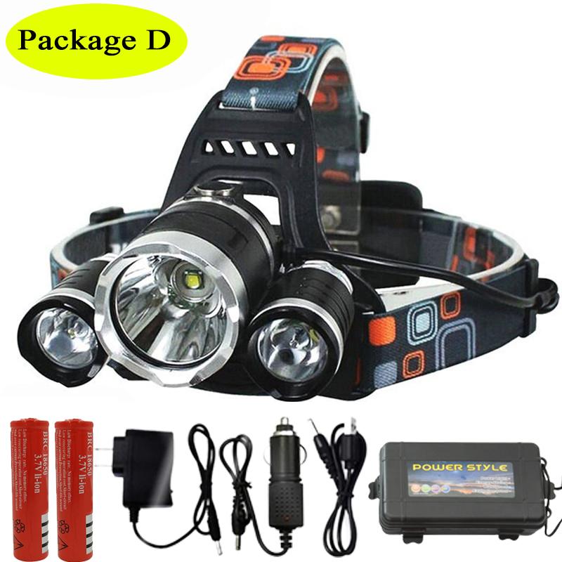 D5 Powerful 3led Headlamp Rechargeable Cap Light Led Head Headlight Head Lamp Fishing Hiking Camping Supplies Torch Led Headlamp