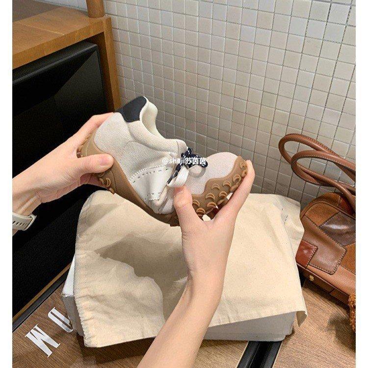 Sneakers Women~ 8cm Inner Height Increase Crescent Thick-soled Mandarin Duck Shoelaces Sports and Leisure Shoes Women's 2025 Autumn German Trainin