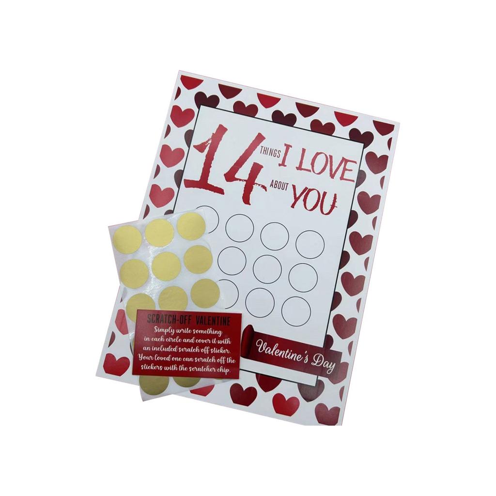 Valentine's Day Scratch Off 14 Things I Love About You 14 Things Option Customized DIY