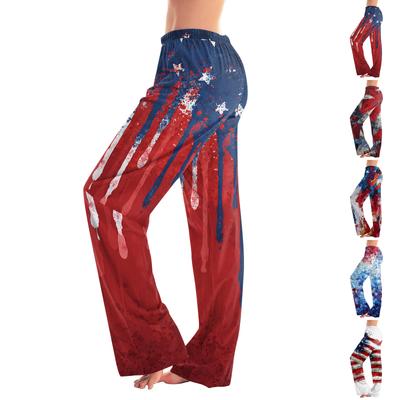 Pantalones de Pijama Sueltos para Mujer con Estampado del Día de la Independencia, Moda Casual para Casa