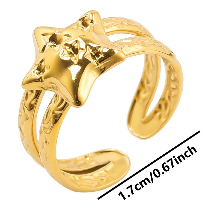 Bague 18k Gold Plated Open Adjustable Stainless Steel Rings For Women Men Accessories Cross Shell Plant Leaf Ring Finger Jewelry