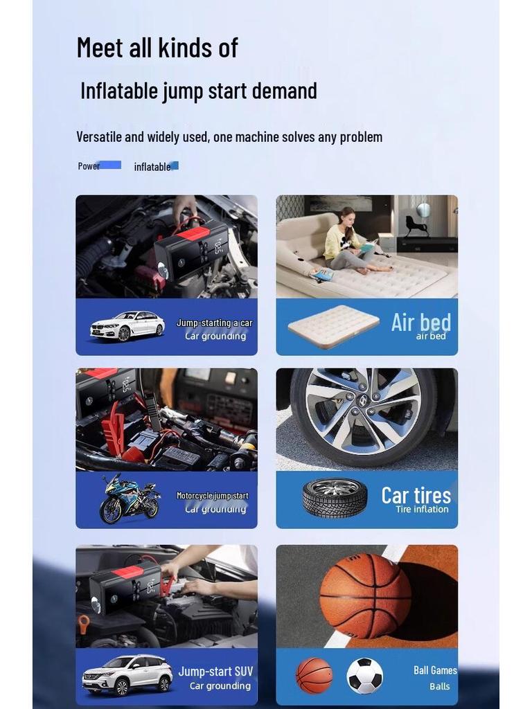 All-in-One 12V Car Battery Jump Starter & Inflator Power Bank