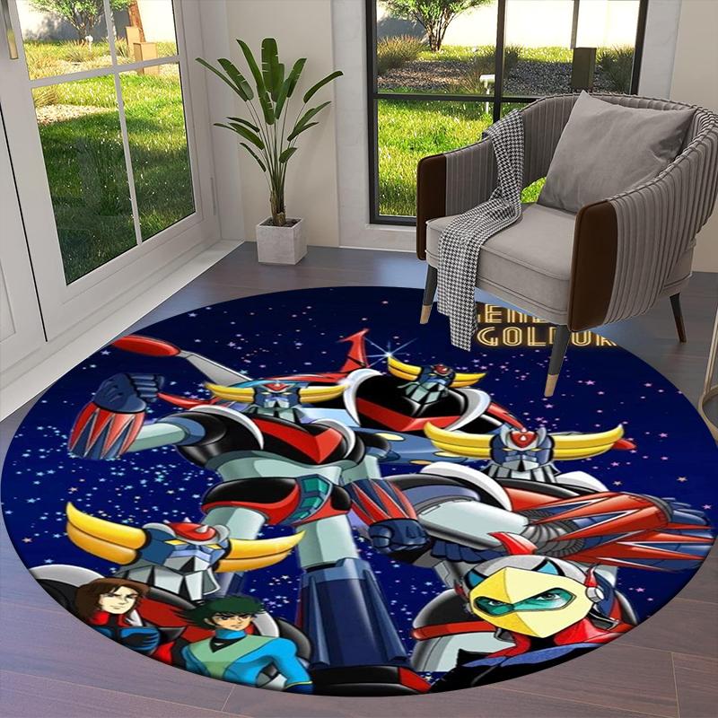 Grendizer Goldorak Anime Round Area Rug,Carpet Rug for Living Room Bedroom Sofa Playroom Decor,Non-slip Floor Mat Q0018