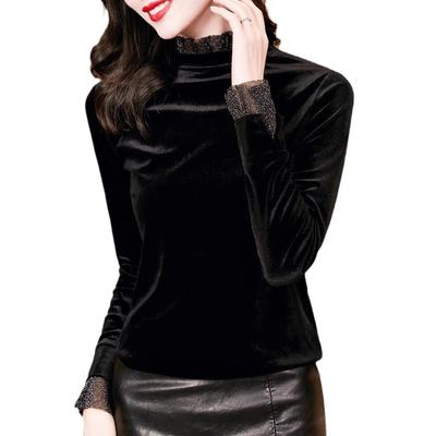 Black Bottoming Shirt Women's Long-sleeved Inner Slim Black T-shirt Top