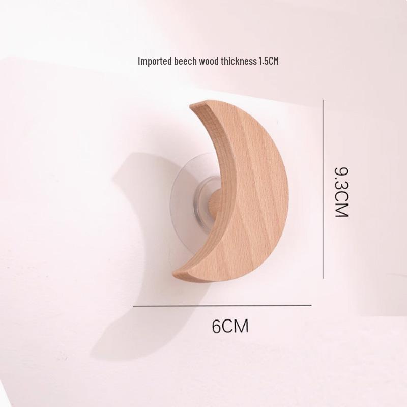 Creative Beech Wood Adhesive Hooks – Funny Animal Design Coat & Hat Hooks for Behind-the-Door Use