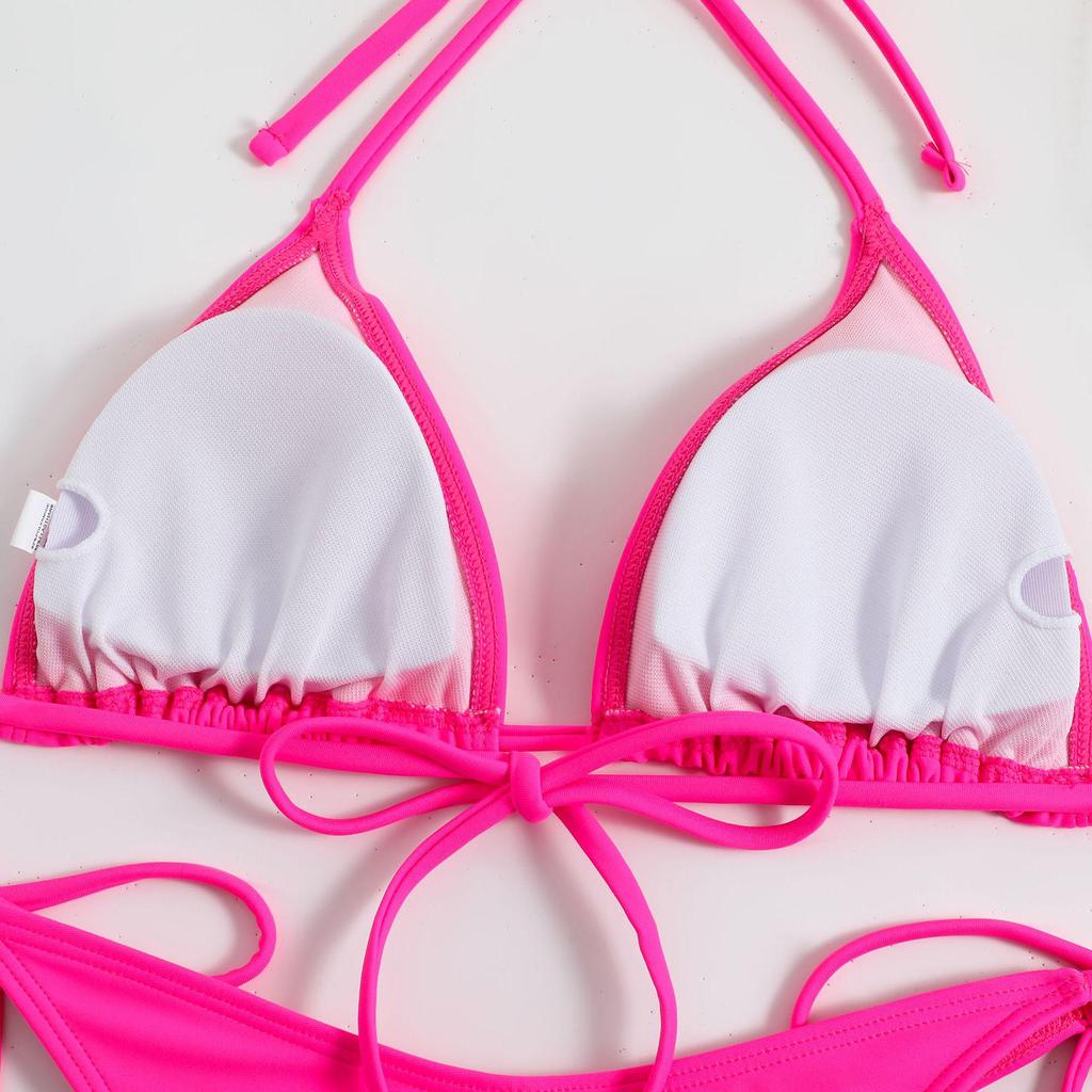 Nylon Multi-Color Split Strap Triangle Bikini for Women