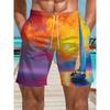 Fashion Men's Casual Shorts 3D Color Printing Simple Beach Pants Loose Shorts